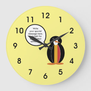 Relógio Grande Bandeira Belga Falando Pinguim