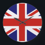 Relógio Grande bandeira britânica<br><div class="desc">britânico,  bandeira,  "bandeira britânica",  "jack sindical",  união,  jack,  inglês,  inglês,  "reino unido",  "uk",  "uk",  "english flag",  "england flag",  "united kingdom flag",  "excelente britain",  "britain",  flagain,  país,  ilhas,  azul,  vermelho,  branco,  cruz,  irlanda,  cotland,  wales, </div>
