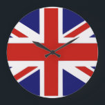 Relógio Grande bandeira britânica<br><div class="desc">britânico, bandeira, "bandeira britânica", "jack sindical", união, jack, inglês, inglês, "reino unido", "uk", "uk", "english flag", "england flag", "united kingdom flag", "excelente britain", "britain", flagain, país, ilhas, azul, vermelho, branco, cruz, irlanda, cotland, wales, </div>
