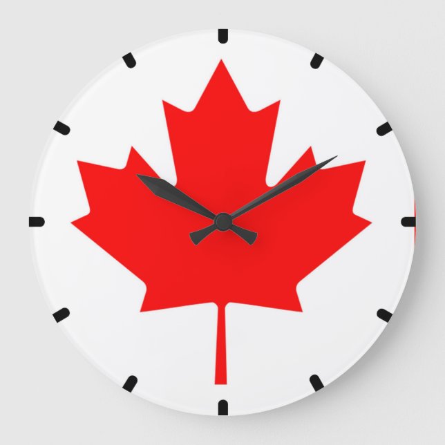 Relógio Grande Bandeira Canadense Red Maple Leaf Wall Clock (Frente)