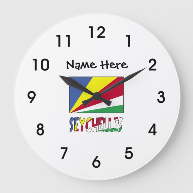 Relógio Grande Bandeira das Seychelles e das Seychellenses com o  (Frente)
