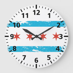 Relógio Grande Bandeira de Chicago do Grunge