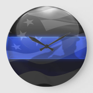 Relógio Grande Bandeira de Saudação da Thin Blue Line