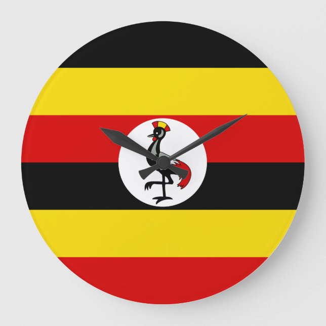 Relógio Grande Bandeira de Uganda (Frente)