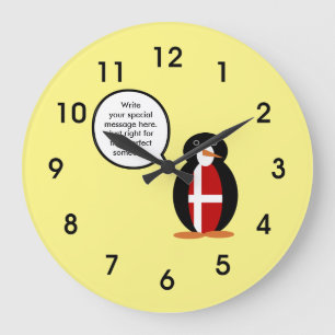 Relógio Grande Bandeira Dinamarquesa Falando com o Sr. Penguin
