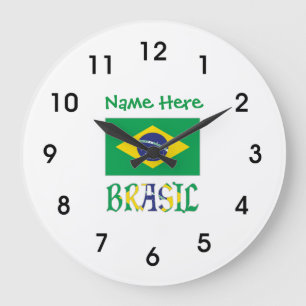 Relógio Grande Bandeira do Brasil e Brasil Come o Nome