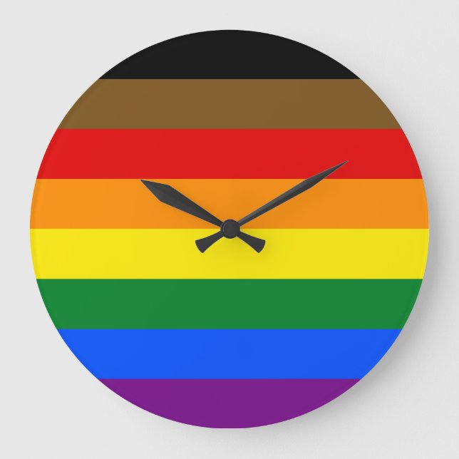 Relógio Grande Bandeira do Orgulho Filadélfia LGBTQ (Frente)