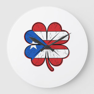 Relógio Grande Bandeira do Trevo de Porto Rico Ilustração Vetoria