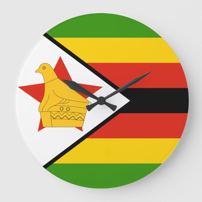 Relógio Grande Bandeira do Zimbabué (Frente)