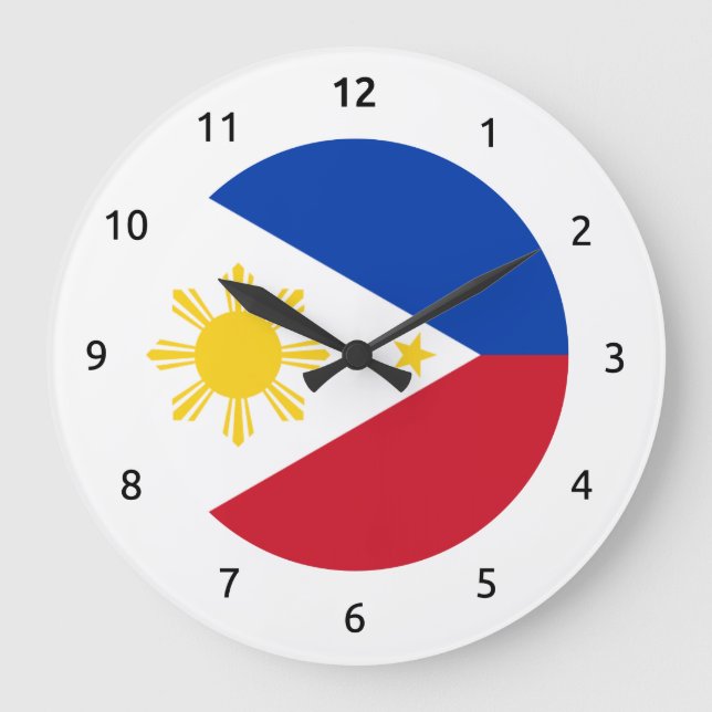 Relógio Grande Bandeira filipina Wall Clocks (Frente)
