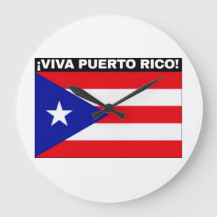 Relógio Grande Bandeira imagem VIVA PORTO RICO fontes brancas