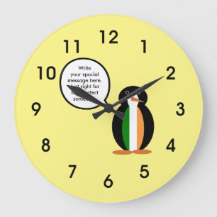 Relógio Grande Bandeira Irlandesa Ms. Penguin Personalizada