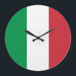 Relógio Grande Bandeira Itália<br><div class="desc">A bandeira italiana é uma tribanda vertical. As cores usadas na bandeira são vermelho, branco, verde. A proporção da bandeira italiana é de 2:3. O pavilhão da Itália foi adotado em 1948. O primeiro uso do atual design de bandeira foi em 1796. A última mudança para o atual design da...</div>