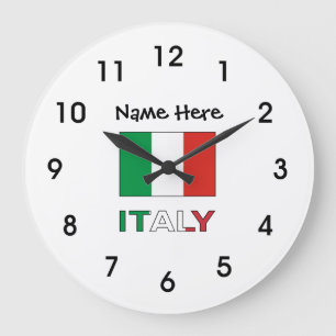 Relógio Grande Bandeira Italiana Tricolor Moderna Personalizada