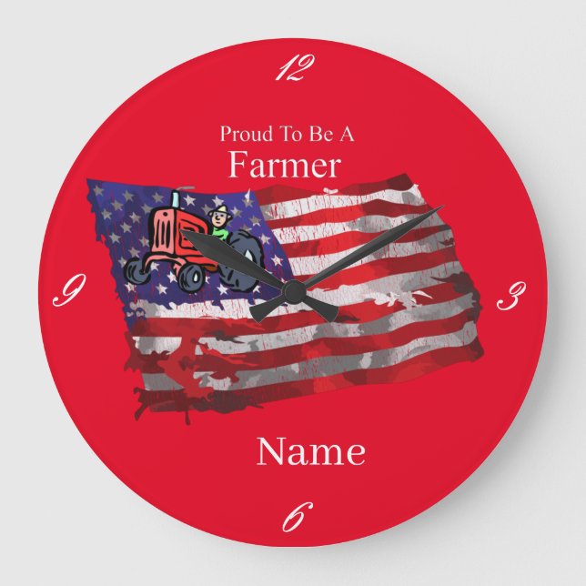 Relógio Grande Bandeira Patriótica Thunder_Cove orgulhosa (Frente)