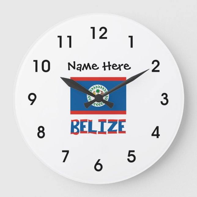 Relógio Grande Bandeira Personalizada de Belize  (Frente)