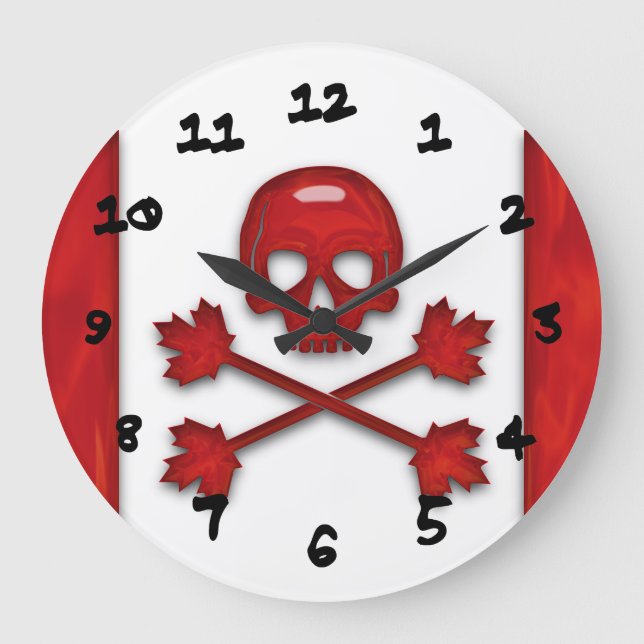 Relógio Grande Bandeira Pirata Canadense (Frente)