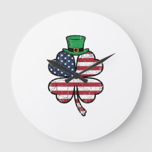 Relógio Grande Bandeira Vintage Shamrock Dia de São Patrício