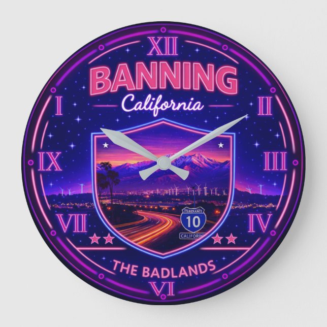 Relógio Grande Banning California Neon Mountain  (Frente)