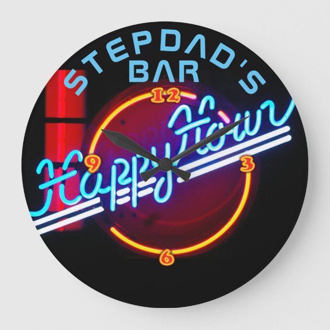 Relógio Grande Bar STEPDAD Mancave Den Clock Neon - Personalizáve (Frente)