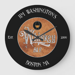 Relógio Grande Bar Whiskey Script do rico