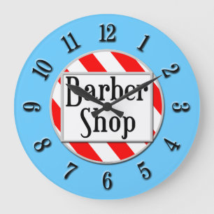 Relógio Grande Barber Shop Red, White and Blue Retro Clock