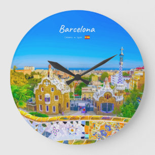 Relógio Grande Barcelona, Espanha - Parque Güell Mosaico Gaudí