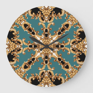 Relógio Grande Barroco ouro, design de ornamento luxuoso.