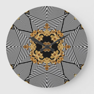 Relógio Grande Barroco ouro: Ornamento de Cadeias Elegantes