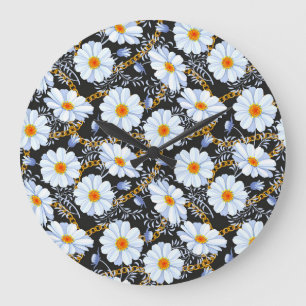 Relógio Grande Barroco ouro: Textura em cadeia floral