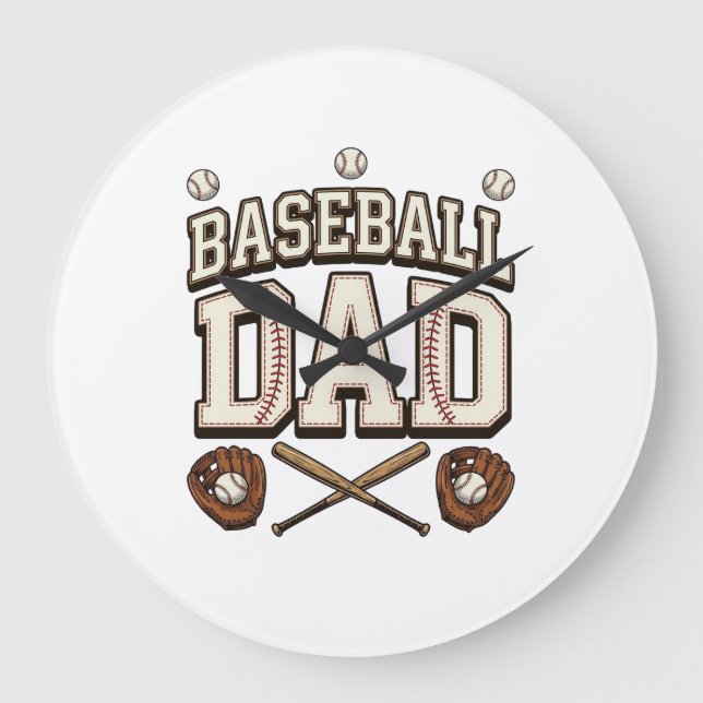 Relógio Grande Baseball Antigo Dia dos Pais (Frente)