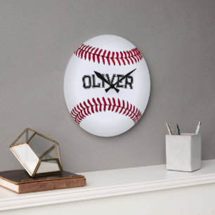 Relógio Grande Basebol com Nome Personalizado
