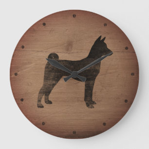 Relógio Grande Basenji Silhouette Rustic