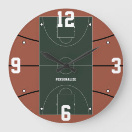 Relógio Grande Basketball Court Design Sports Fan Home Decor Gift
