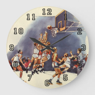 Relógio Grande Basquete Esportivo Vintage, Jogadores em uma Parti