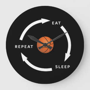 Relógio Grande Basquetebol Comer Dormir Repetir Dito de Fã de Esp