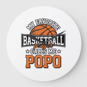 Relógio Grande Basquetebol Popo Engraçado Vintage Desenho Esporti