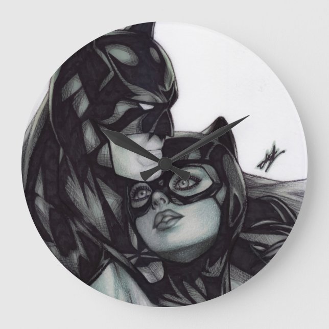 Relógio Grande Batman & Catwoman ~ Bruce wayne & Selina Kyle (Frente)
