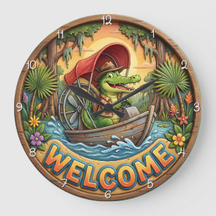 Relógio Grande Bayou Welcome Airboat Jacaré