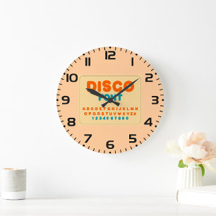 Relógio Grande Bble Disco Alphabet Font Bold Vintage Letters