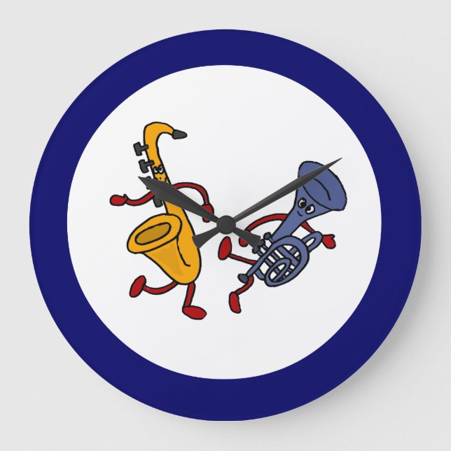 Relógio Grande BC-Saxofone e Trumpet Dancing Wall Clock (Frente)