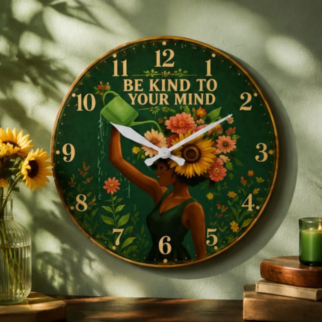 Relógio Grande Be Kind to Your Mind Floral  (Criador carregado)