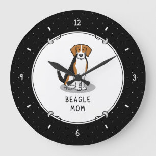 Relógio Grande Beagle Mãe (triz cor 3) Cachorro Cachorro Mãe