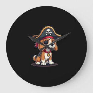 Relógio Grande Beagle Pirate Costume Jolly Roger Flag Skull Cross