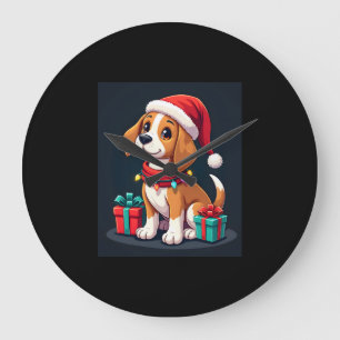 Relógio Grande Beagle Xmas Lighting Papais noeis Beagle Dog Natal