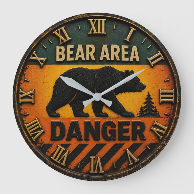 Relógio Grande Bear Area Danger Camping & Hunting Gift (Frente)
