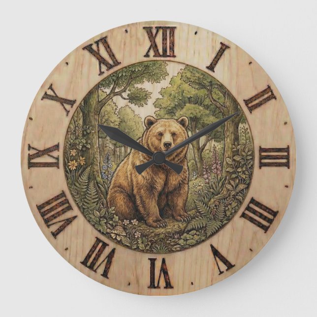 Relógio Grande Bear Forest- Wall Clock (Frente)