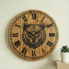 Relógio Grande Bear Wall Clock - Wooden Style Design