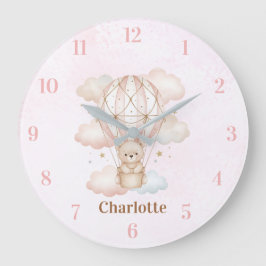 Relógio Grande Beary Sweet Hot Air Balloon Baby Nursery Clock