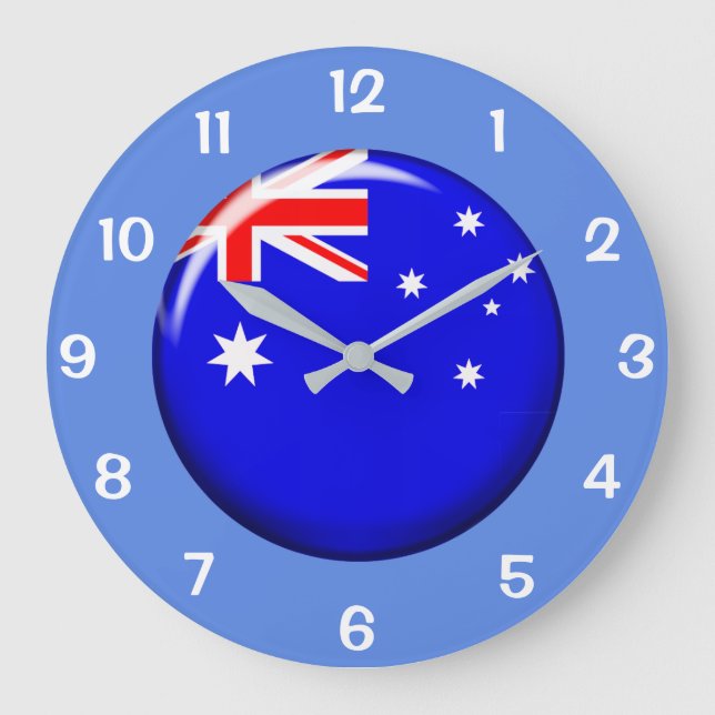 Relógio Grande Beautiful Australian Button Flag Wall Clock (Frente)